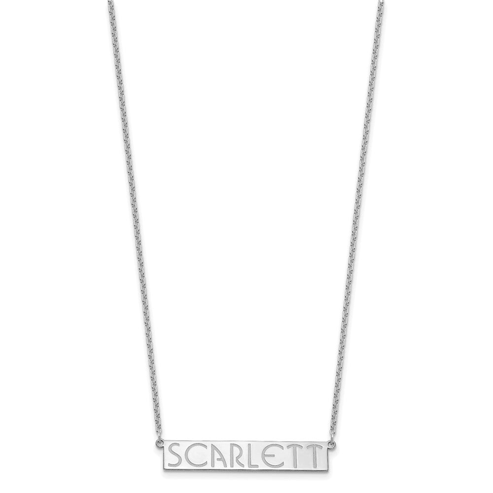 Sterling Silver/Rhodium-plated 7-9 Letter Name Bar Necklace