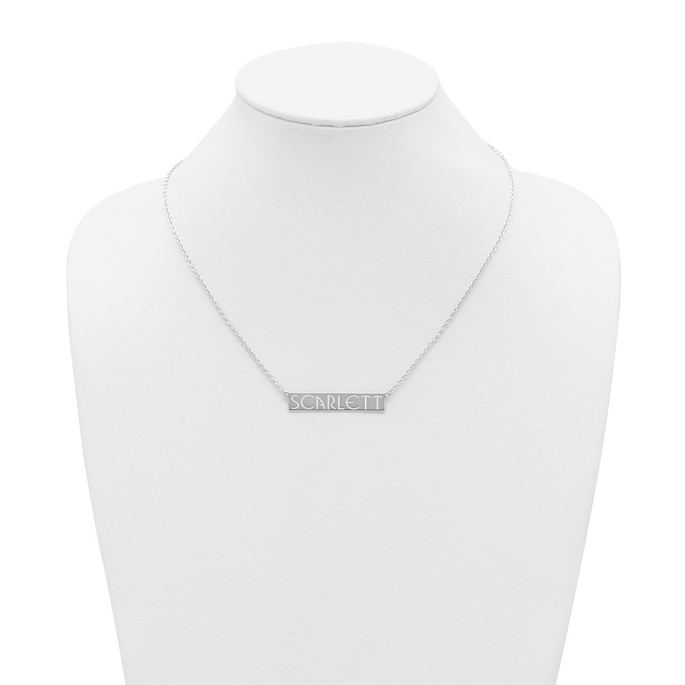 Sterling Silver/Rhodium-plated 7-9 Letter Name Bar Necklace