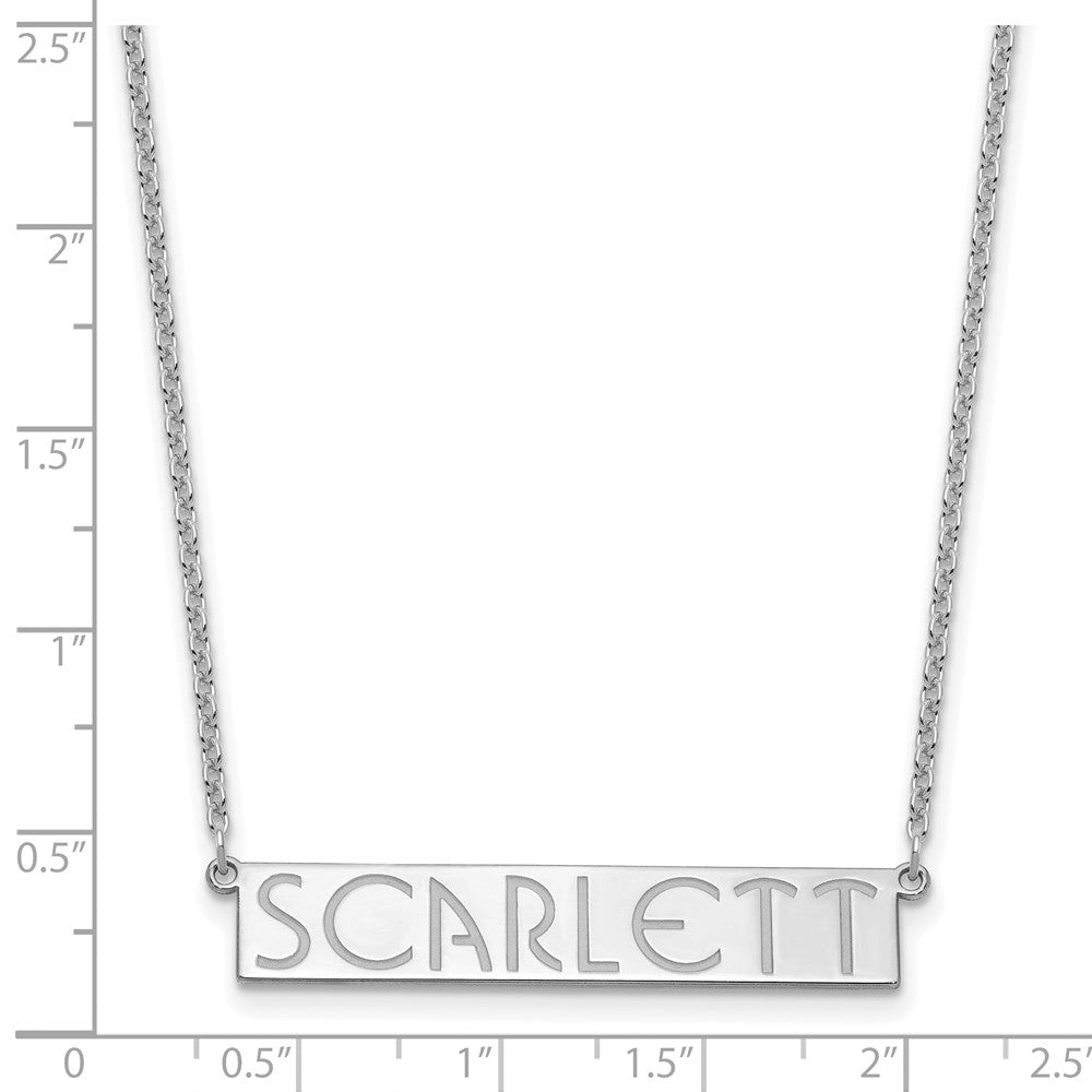 Sterling Silver/Rhodium-plated 7-9 Letter Name Bar Necklace