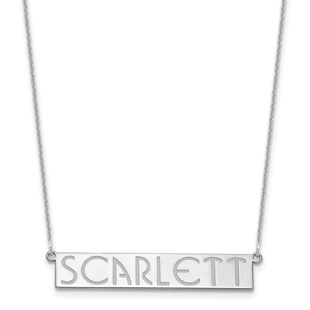 14k White Gold 7-9 Letter Name Bar Necklace