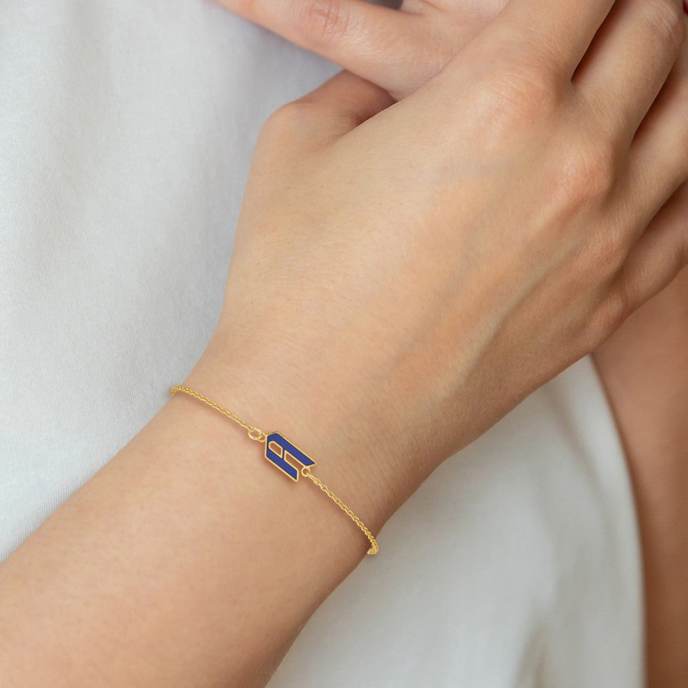 SS/Gold-plated Upper/Lower-case Epoxy Initial Bracelet