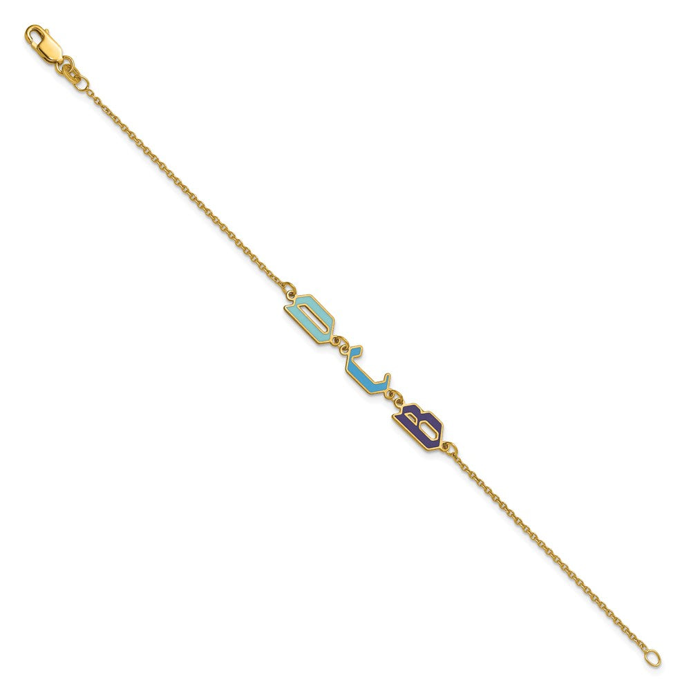 SS/Gold-plated Upper/Lower-case Epoxy Initial Bracelet
