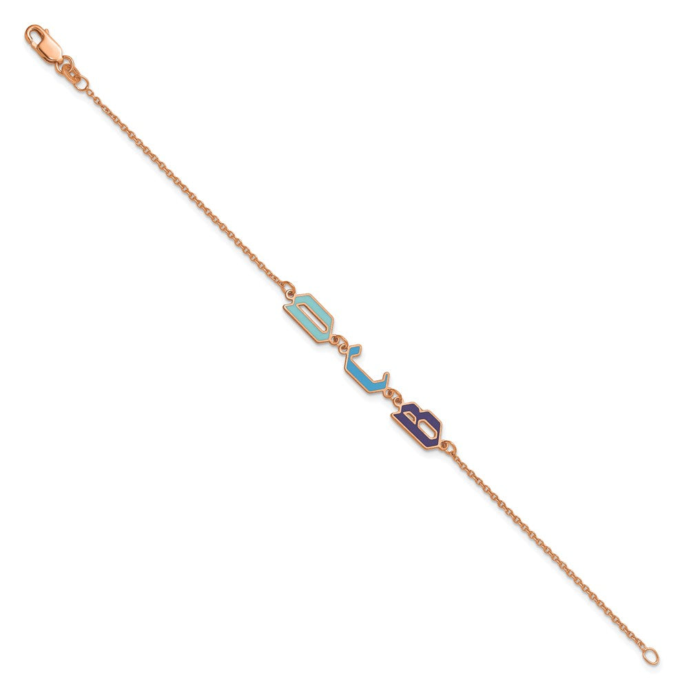 SS/Rose-gold Upper/Lower-case Epoxy Initial Bracelet