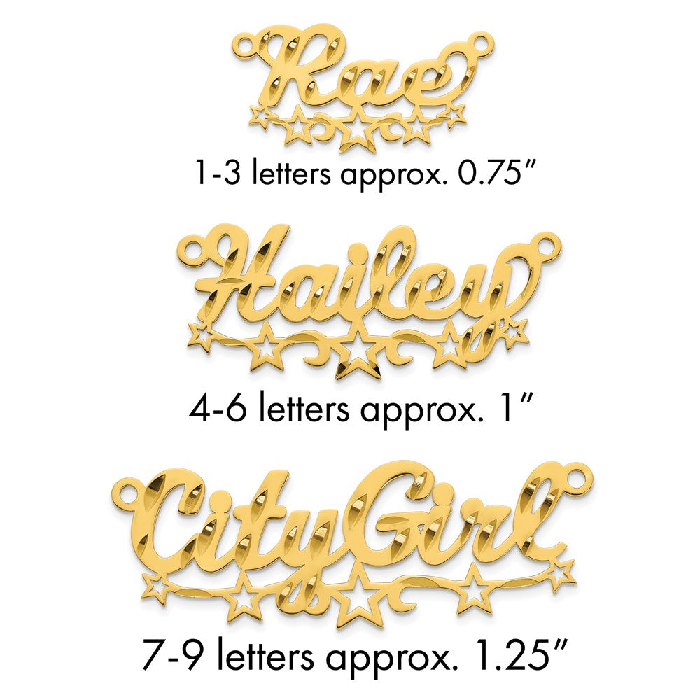14k Yellow Gold Diamond-cut Cut-out Stars Name Plate