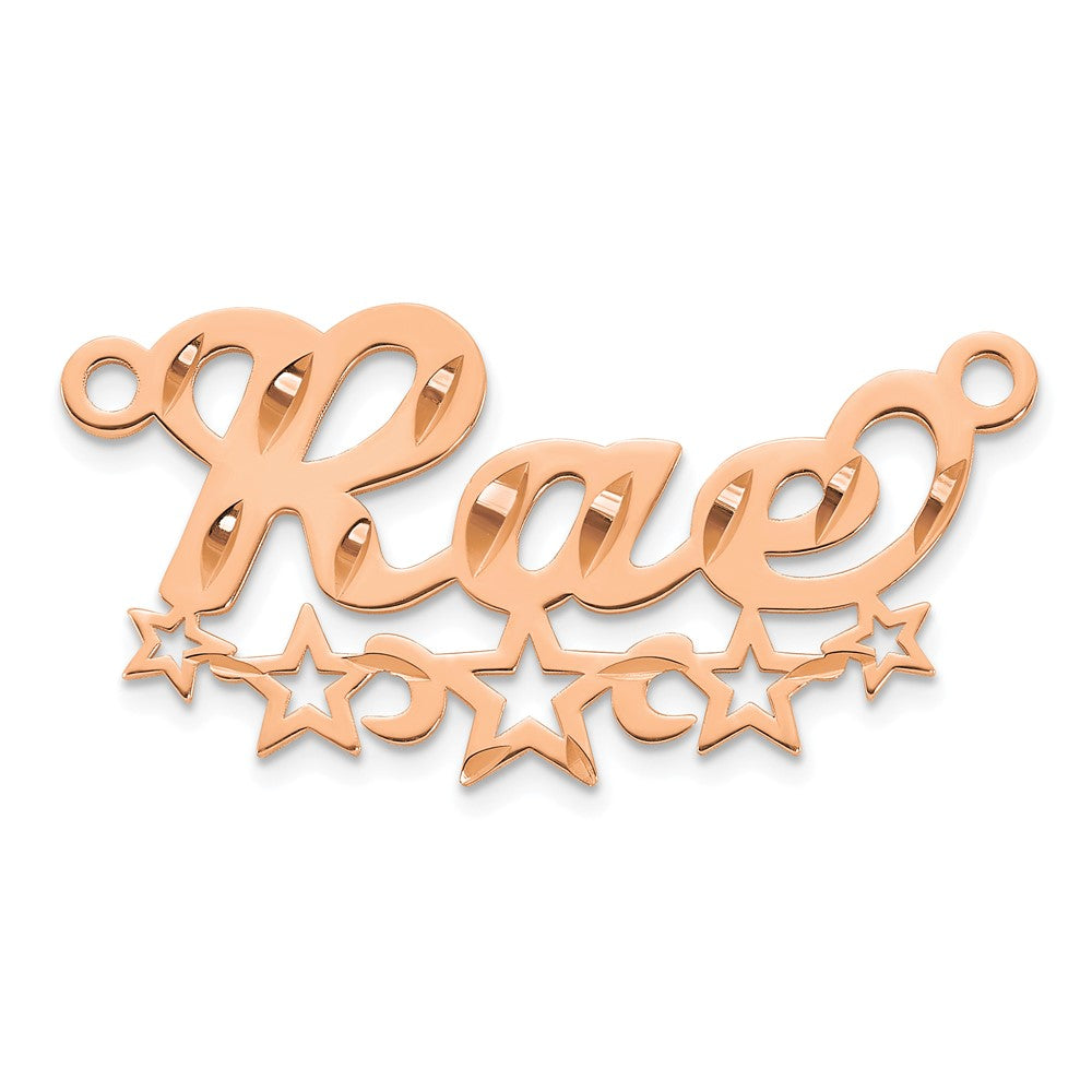 14k Rose Gold Diamond-cut Cut-out Stars Name Plate