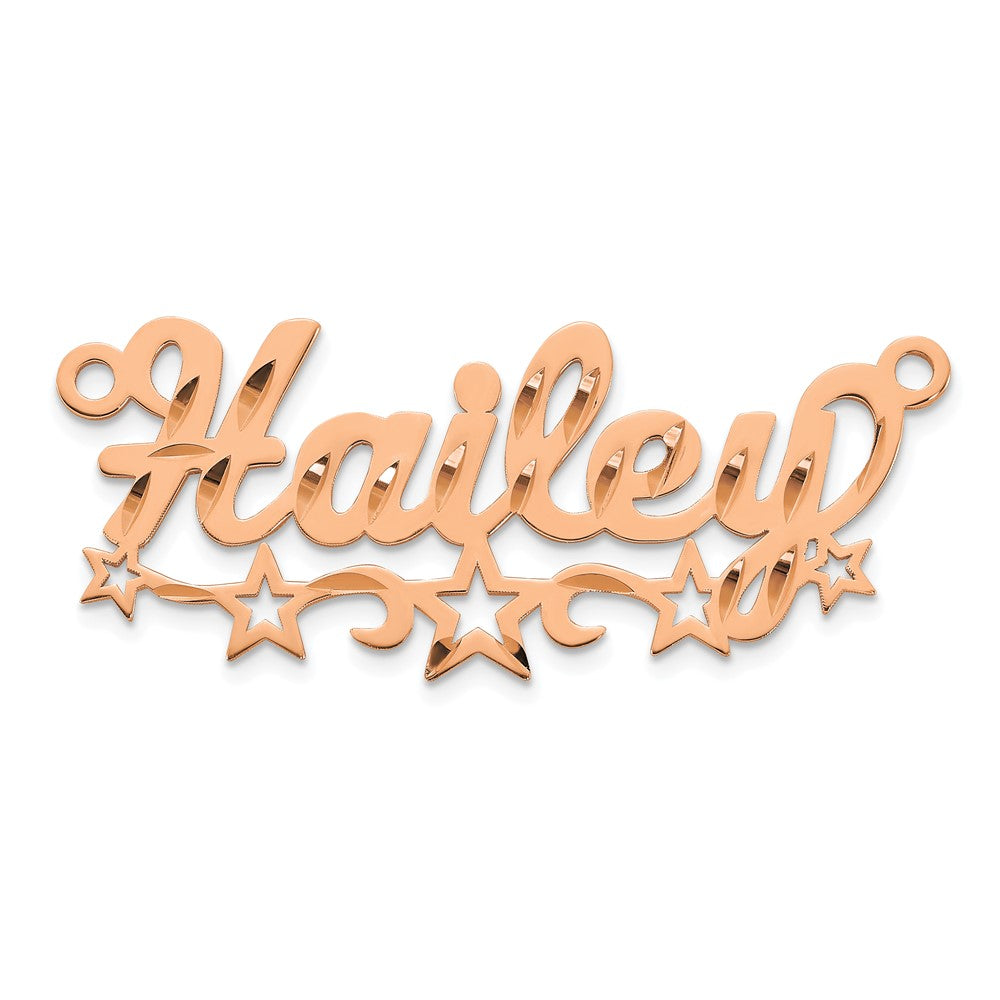 14k Rose Gold Diamond-cut Cut-out Stars Name Plate