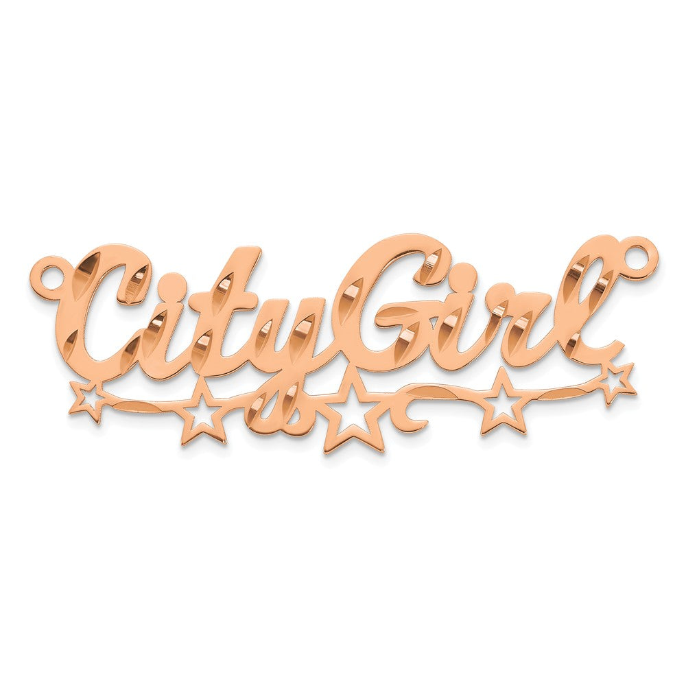 14k Rose Gold Diamond-cut Cut-out Stars Name Plate
