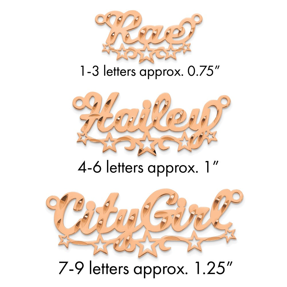 14k Rose Gold Diamond-cut Cut-out Stars Name Plate