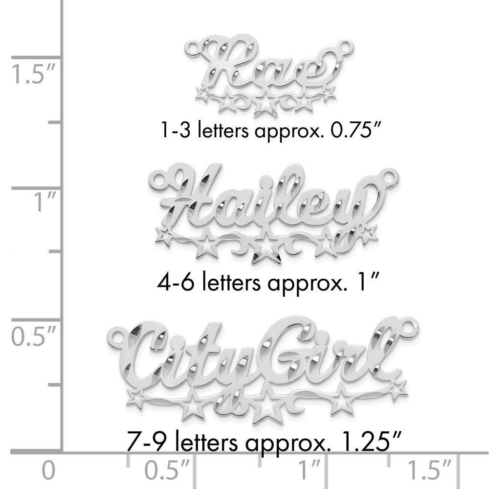 14k White Gold Diamond-cut Cut-out Stars Name Plate