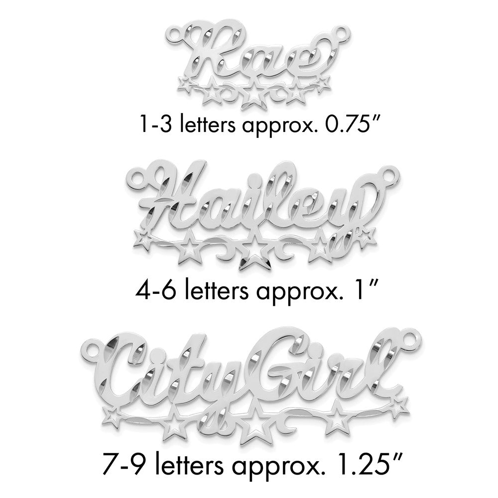 14k White Gold Diamond-cut Cut-out Stars Name Plate