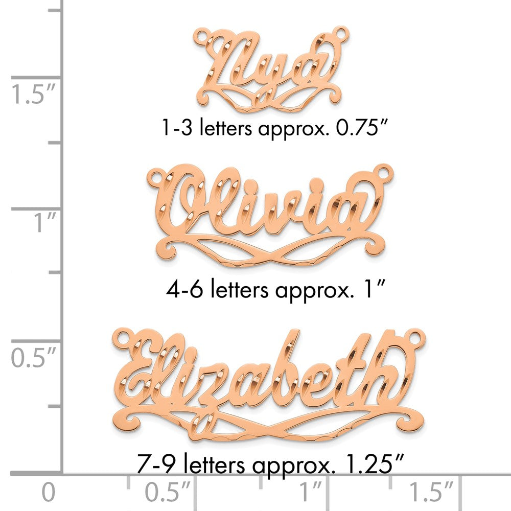 Sterling Silver/Rose Gold-plated Diamond Cut Sunglass Name Plate