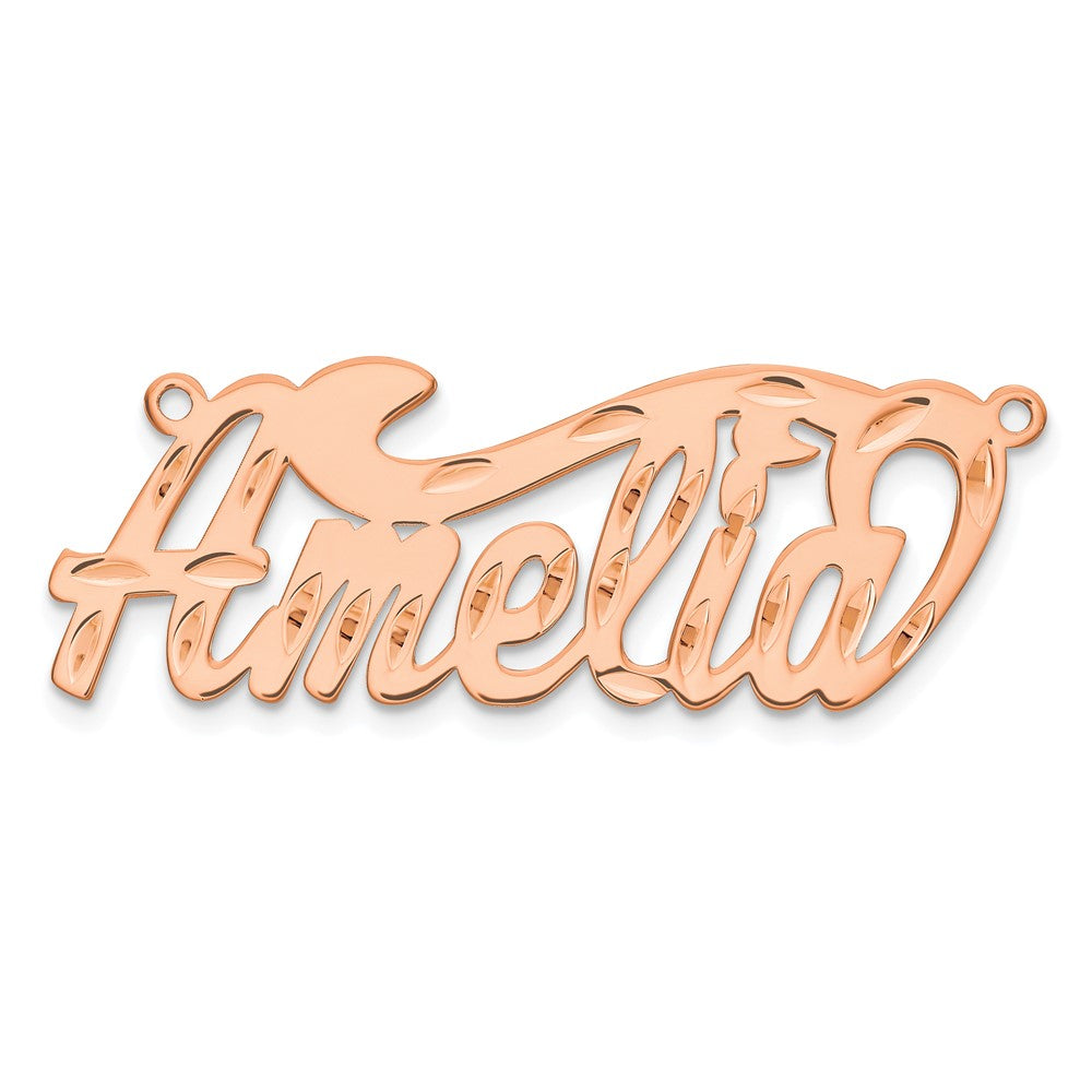 Sterling Silver/Rose-plated Diamond-cut Name Plate