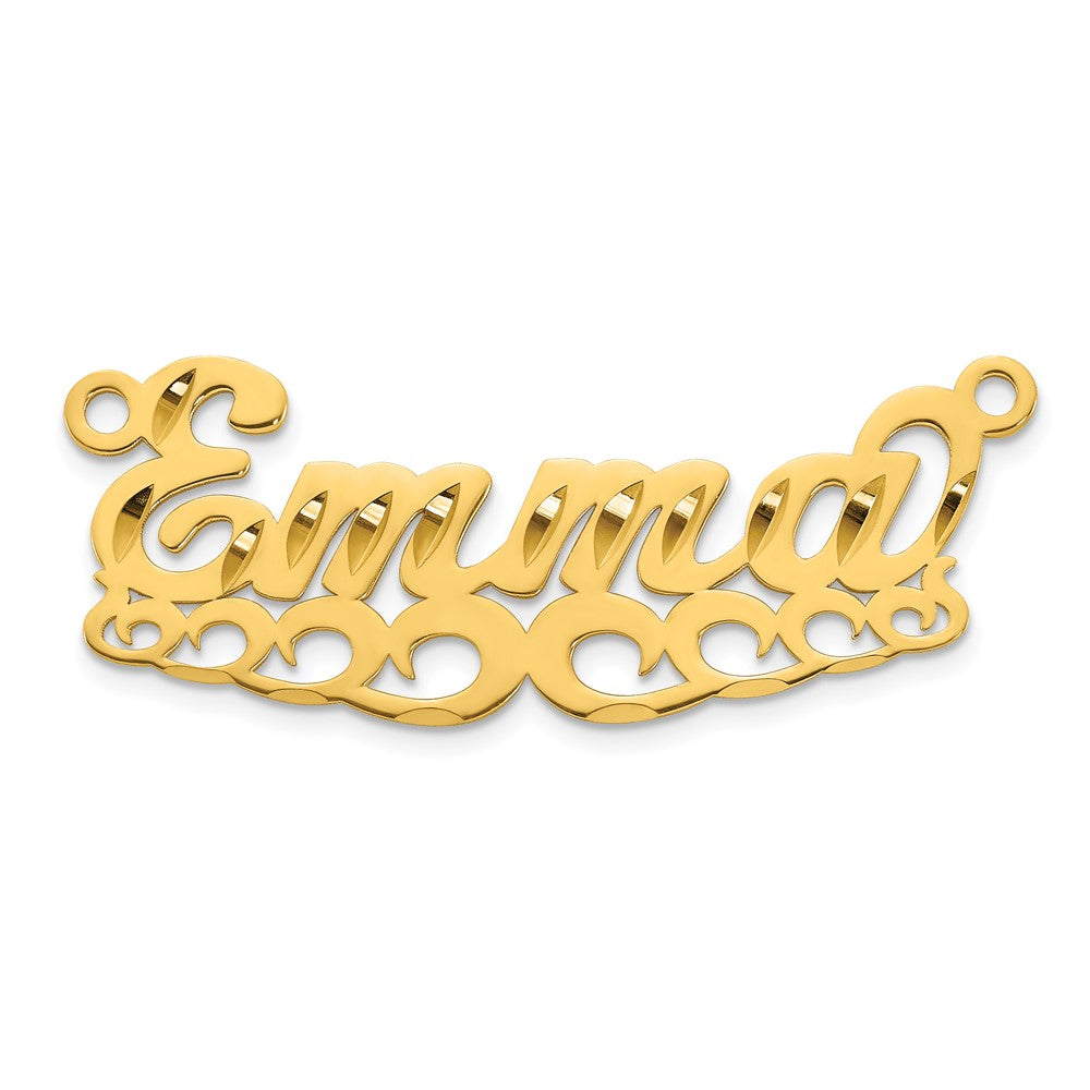 14k Yellow Gold Diamond-cut Wave Name Plate