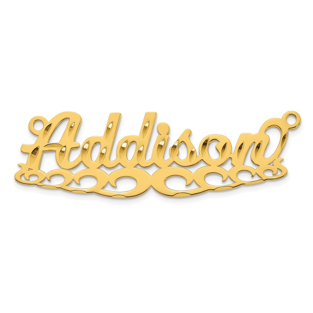 14k Yellow Gold Diamond-cut Wave Name Plate