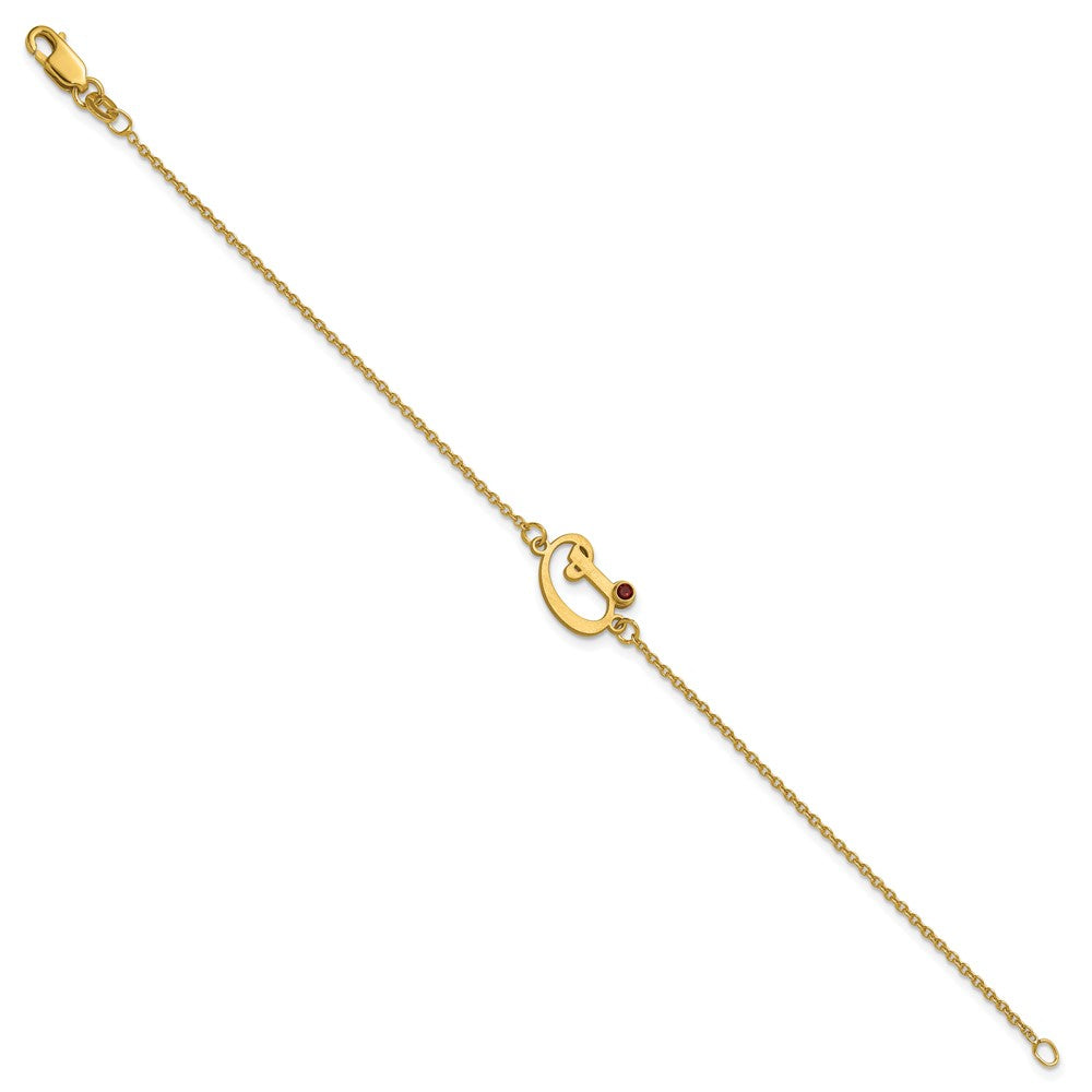 Sterling Silver/Gold-plated Initial and Birthstone Bracelet