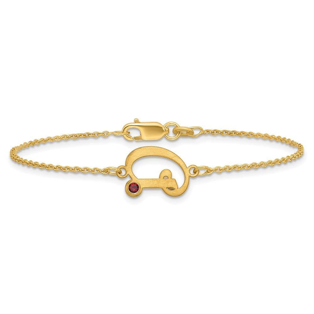 14k Yellow Gold Initial and Birthstone Bracelet