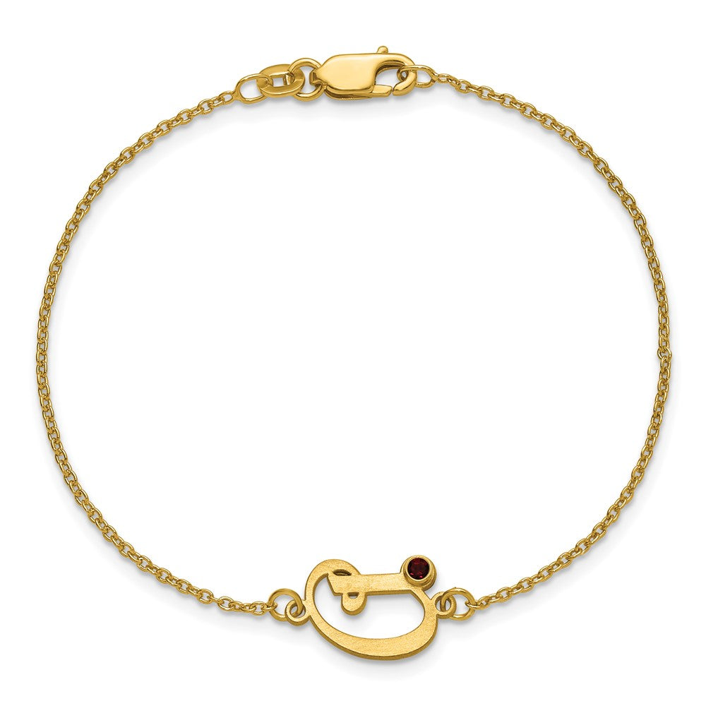 Sterling Silver/Gold-plated Initial and Birthstone Bracelet