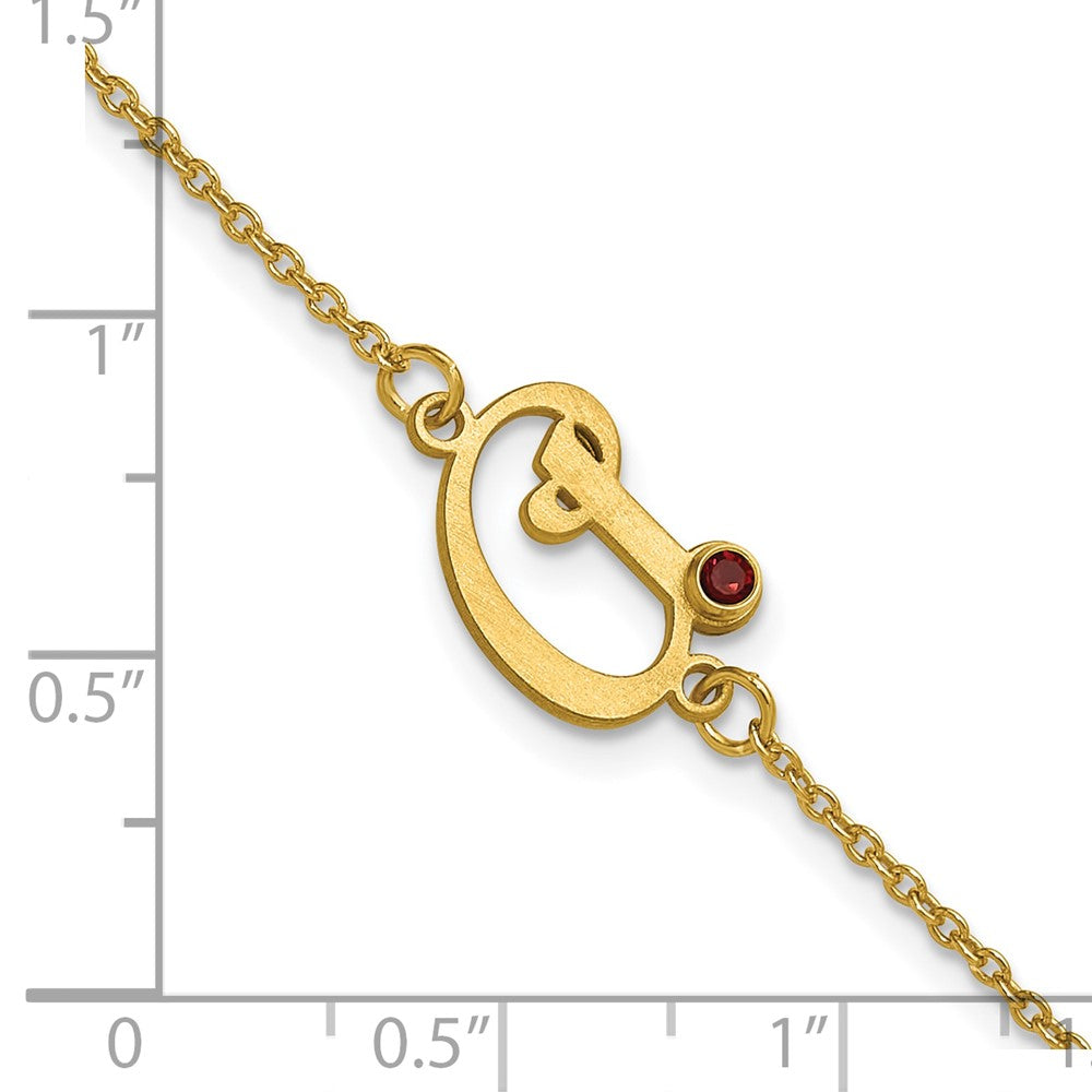 14k Yellow Gold Initial and Birthstone Bracelet