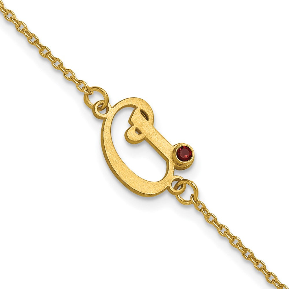Sterling Silver/Gold-plated Initial and Birthstone Bracelet