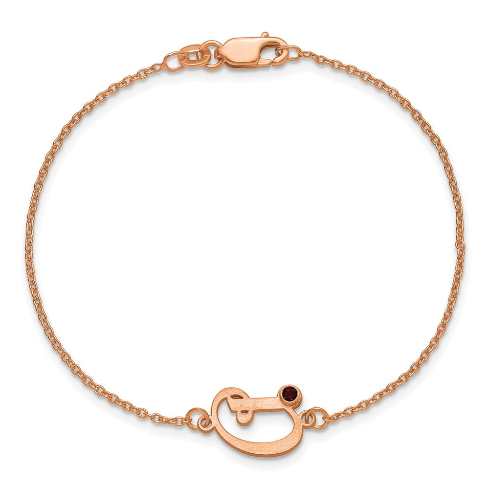 Sterling Silver/Rose-plated Initial and Birthstone Bracelet