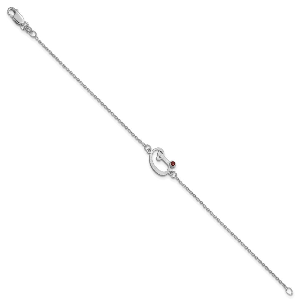 14k White Gold Initial and Birthstone Bracelet