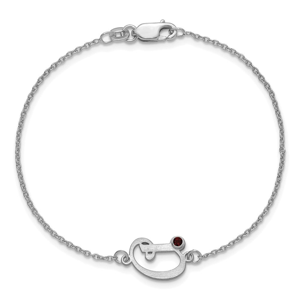 14k White Gold Initial and Birthstone Bracelet