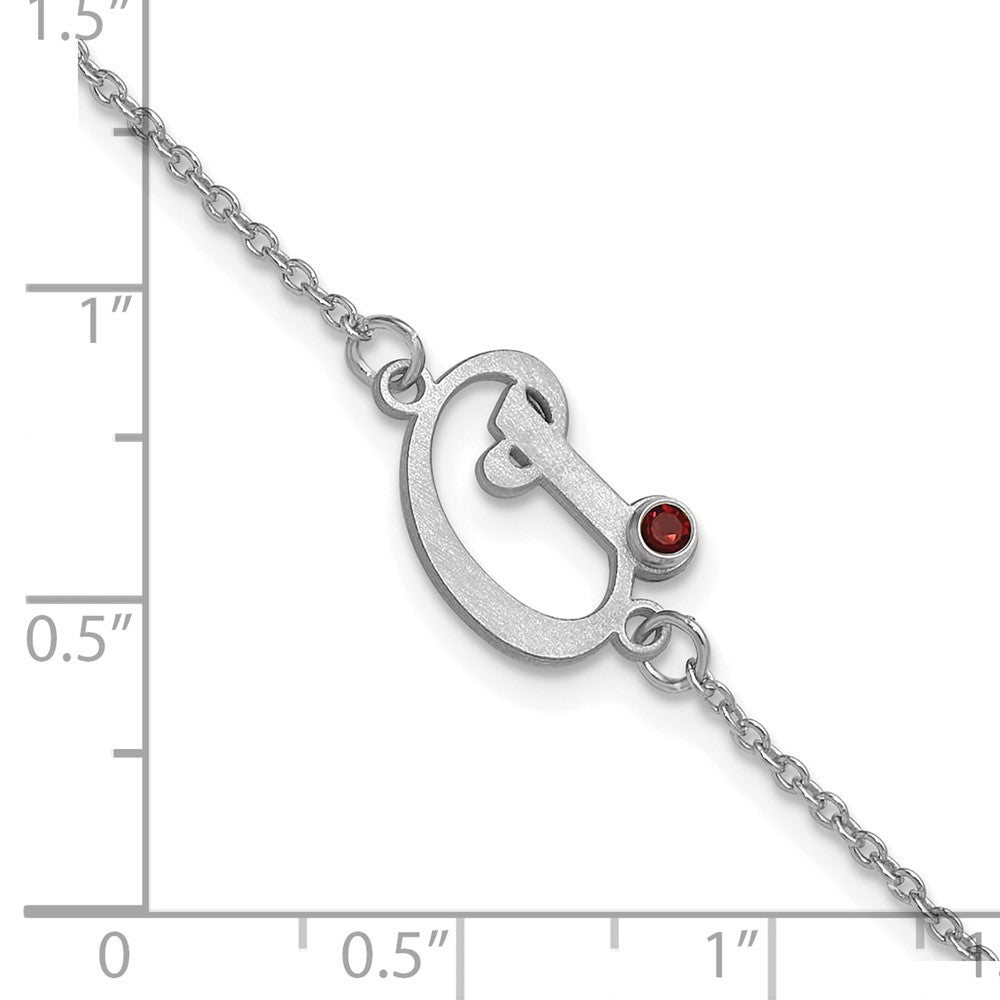 14k White Gold Initial and Birthstone Bracelet