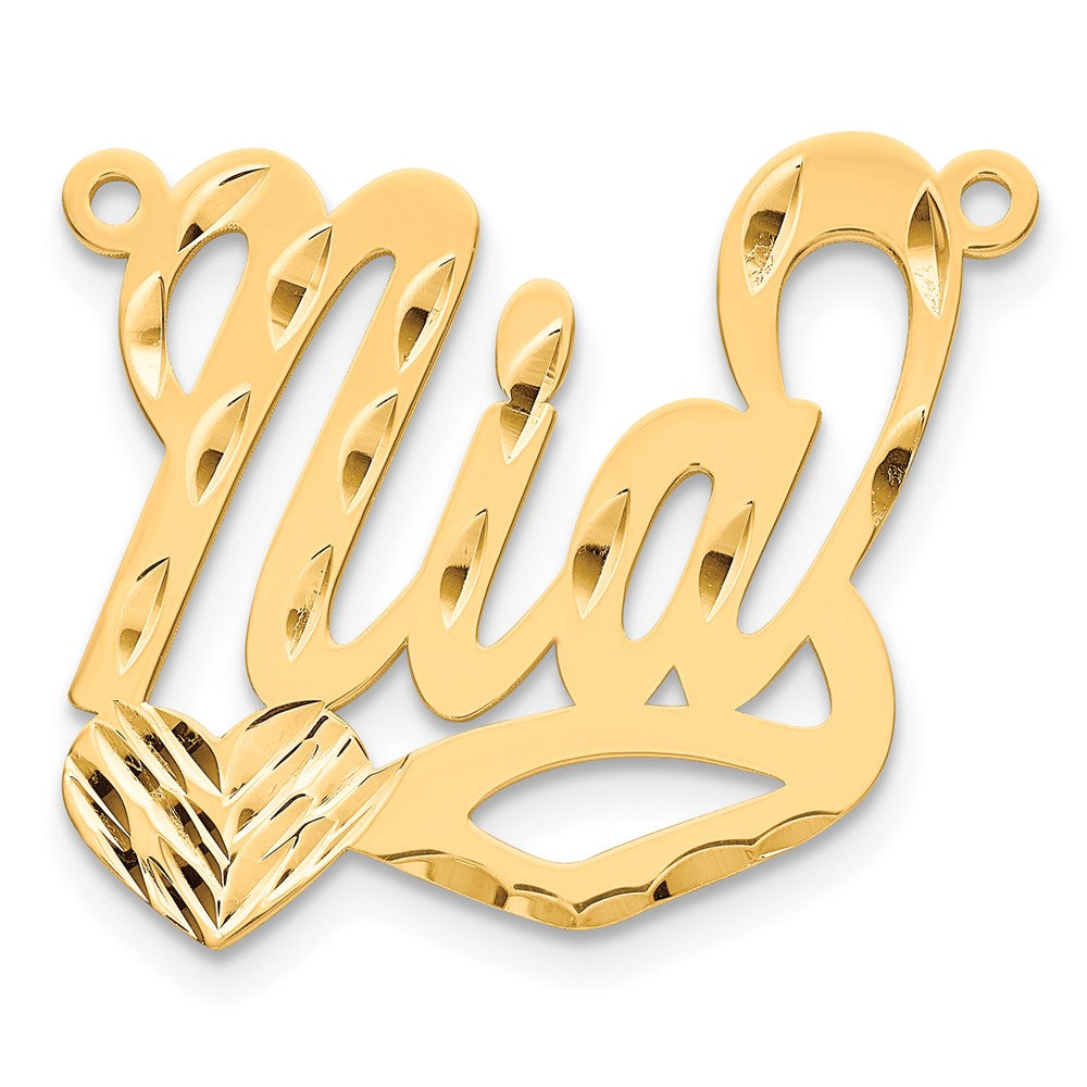 Sterling Silver/Gold-plated Diamond-Cut Heart Name Plate