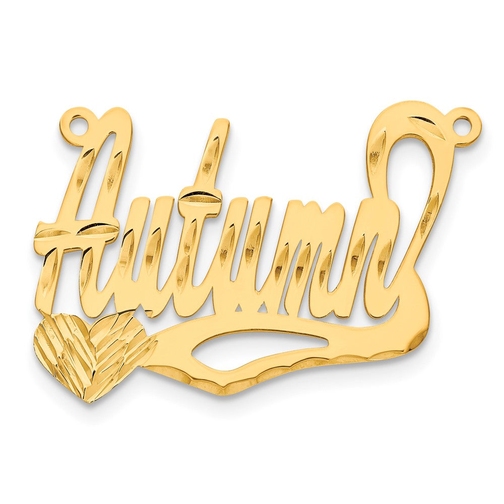 Sterling Silver/Gold-plated Diamond-Cut Heart Name Plate