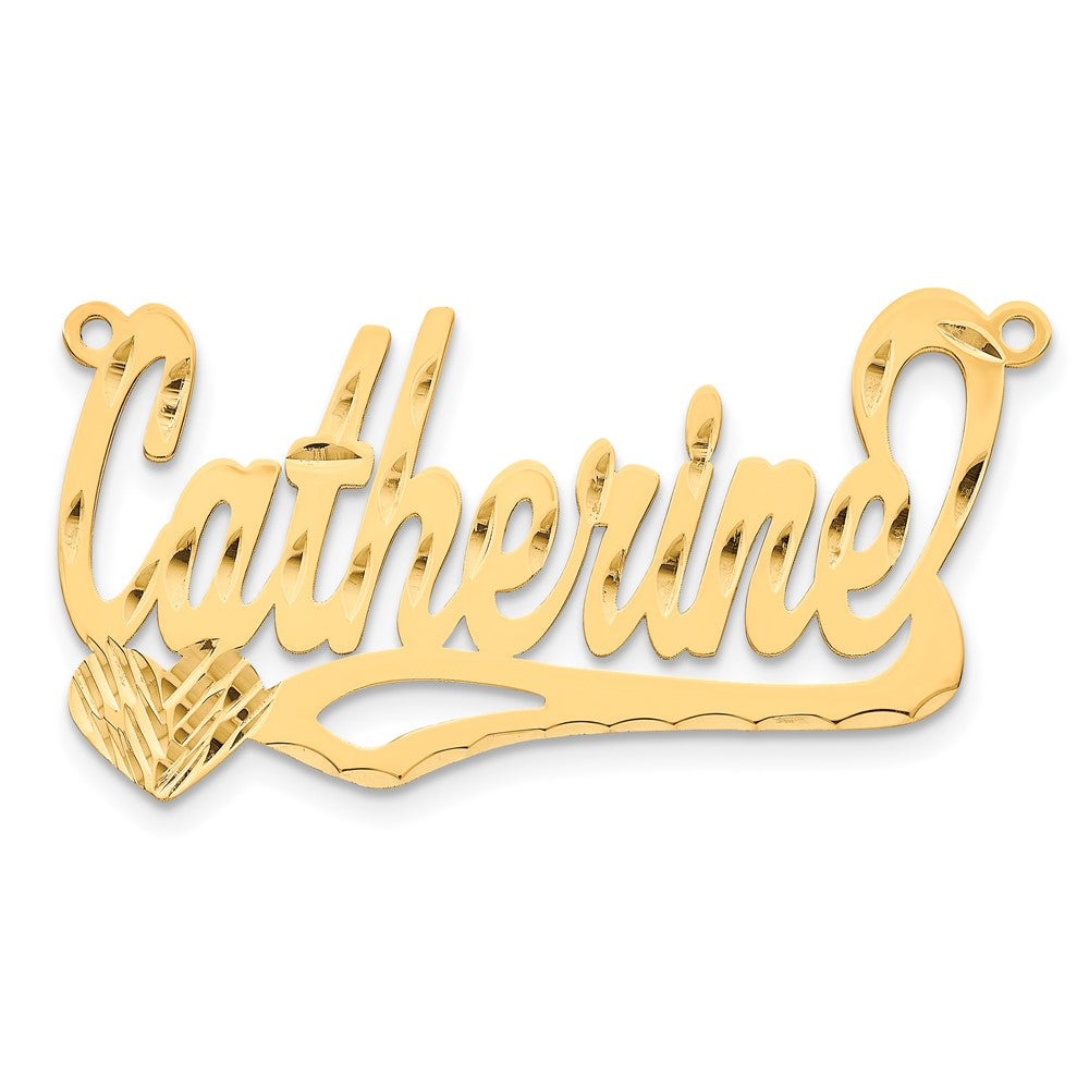 14k Yellow Gold Diamond-cut Heart Name Plate