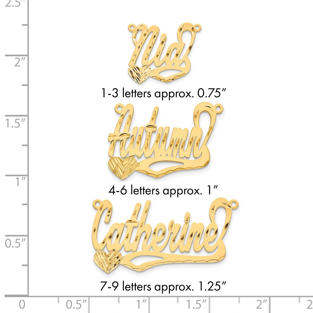 14k Yellow Gold Diamond-cut Heart Name Plate
