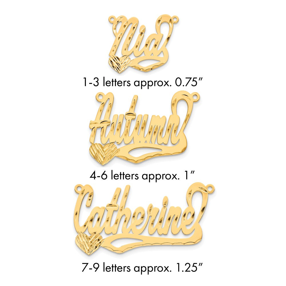 Sterling Silver/Gold-plated Diamond-Cut Heart Name Plate