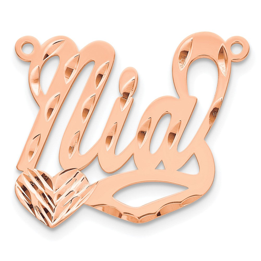 Sterling Silver/Rose-plated Diamond-cut Heart Name Plate