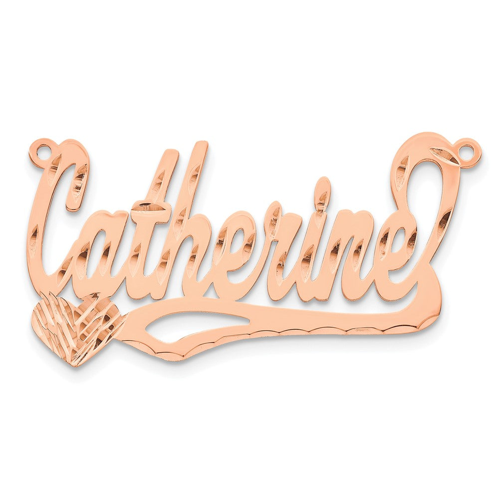 14k Rose Gold Diamond-cut Heart Name Plate