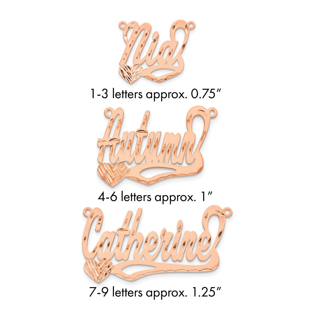 14k Rose Gold Diamond-cut Heart Name Plate