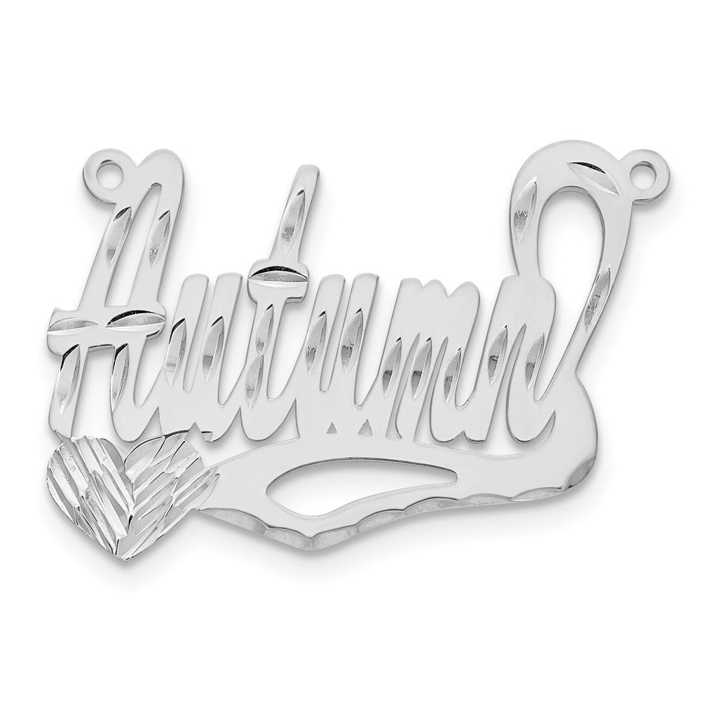 14k White Gold Diamond-cut Heart Name Plate