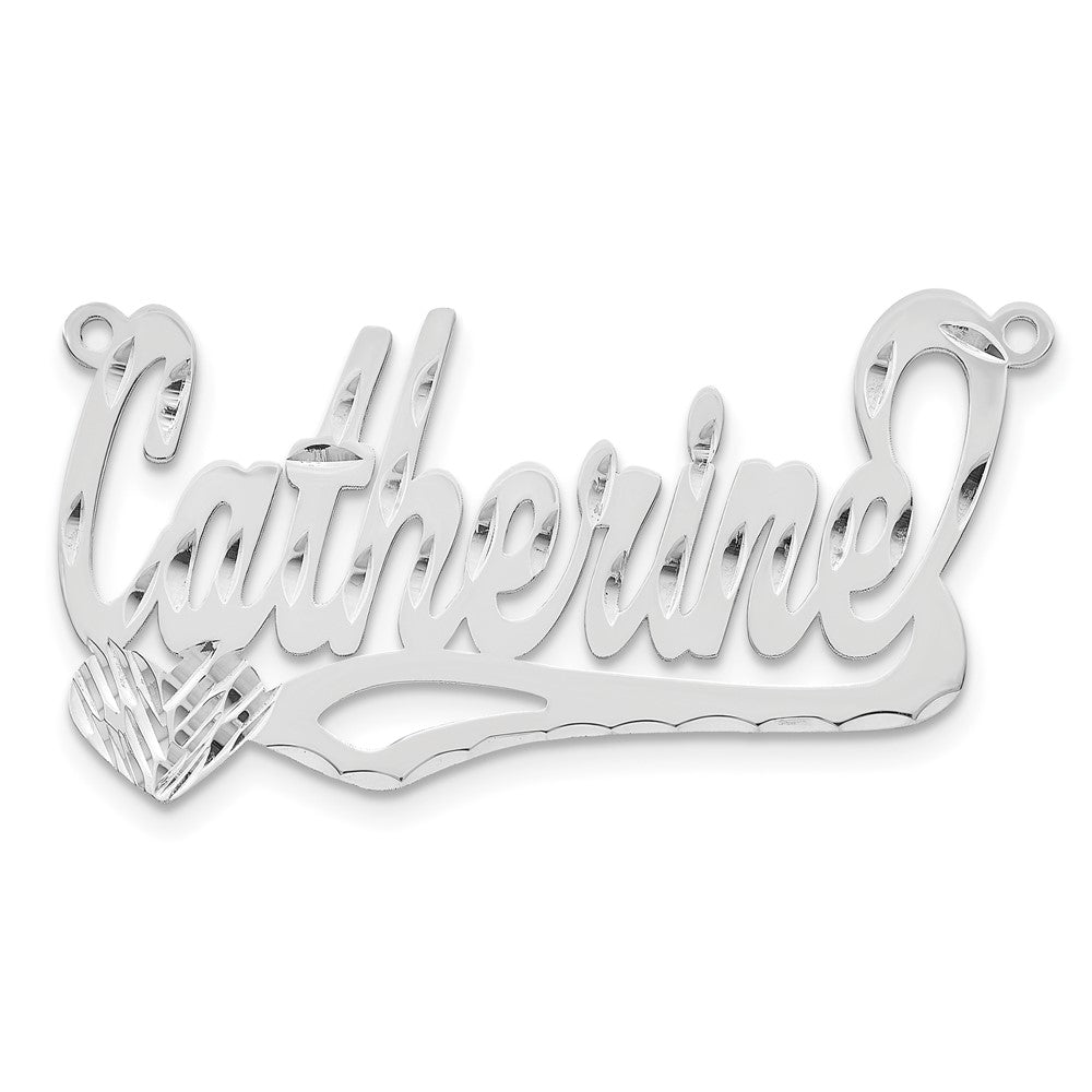 14k White Gold Diamond-cut Heart Name Plate