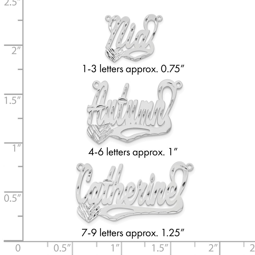 Sterling Silver/Rhodium-plated Diamond-cut Heart Name Plate