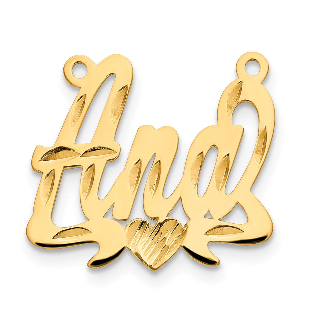 Sterling Silver/Gold-plated Diamond-cut Heart Name Plate