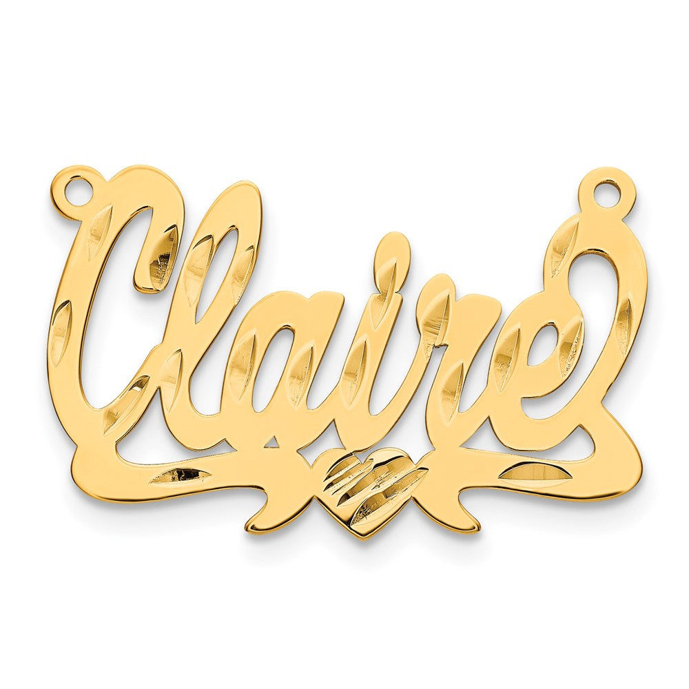 Sterling Silver/Gold-plated Diamond-cut Heart Name Plate