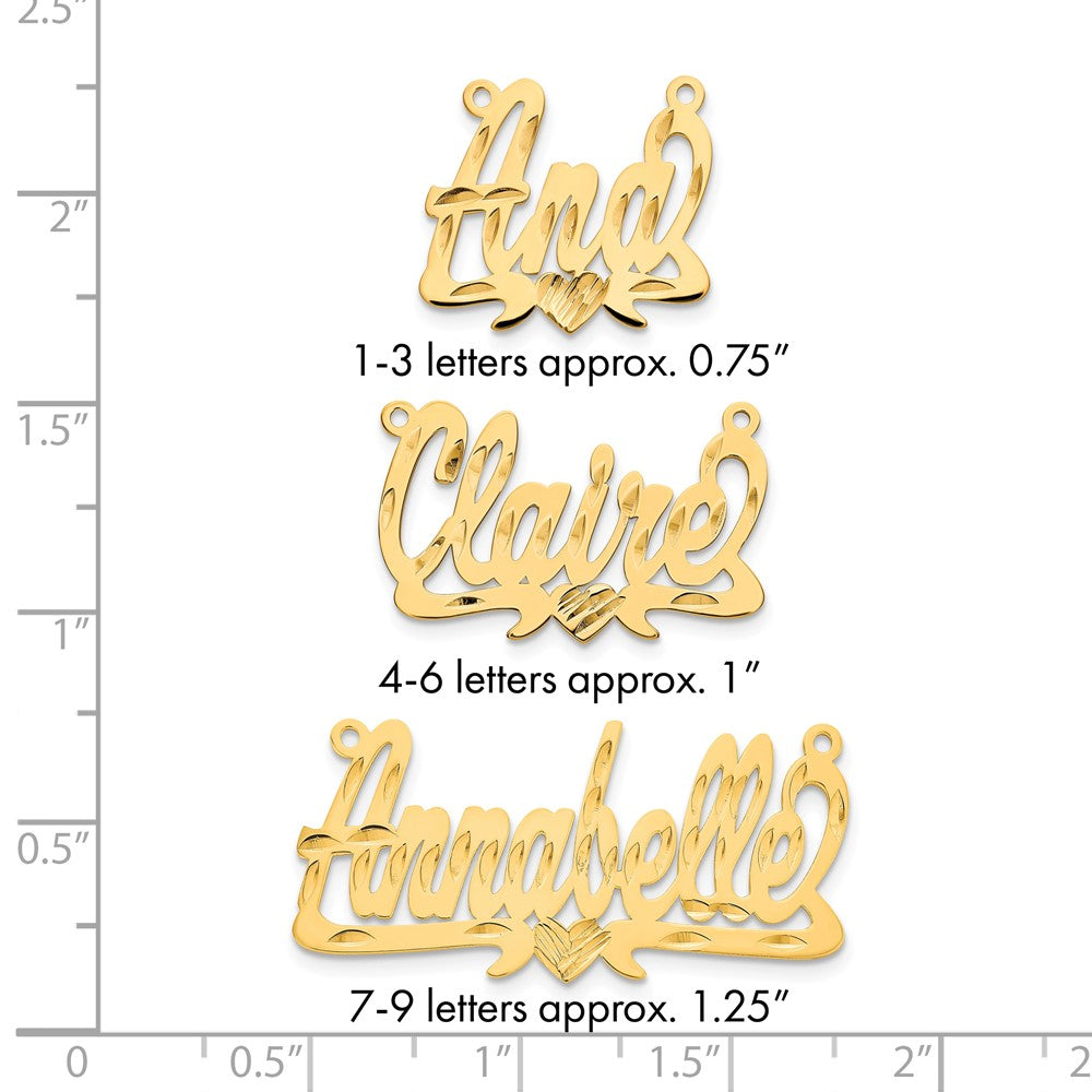 Sterling Silver/Gold-plated Diamond-cut Heart Name Plate
