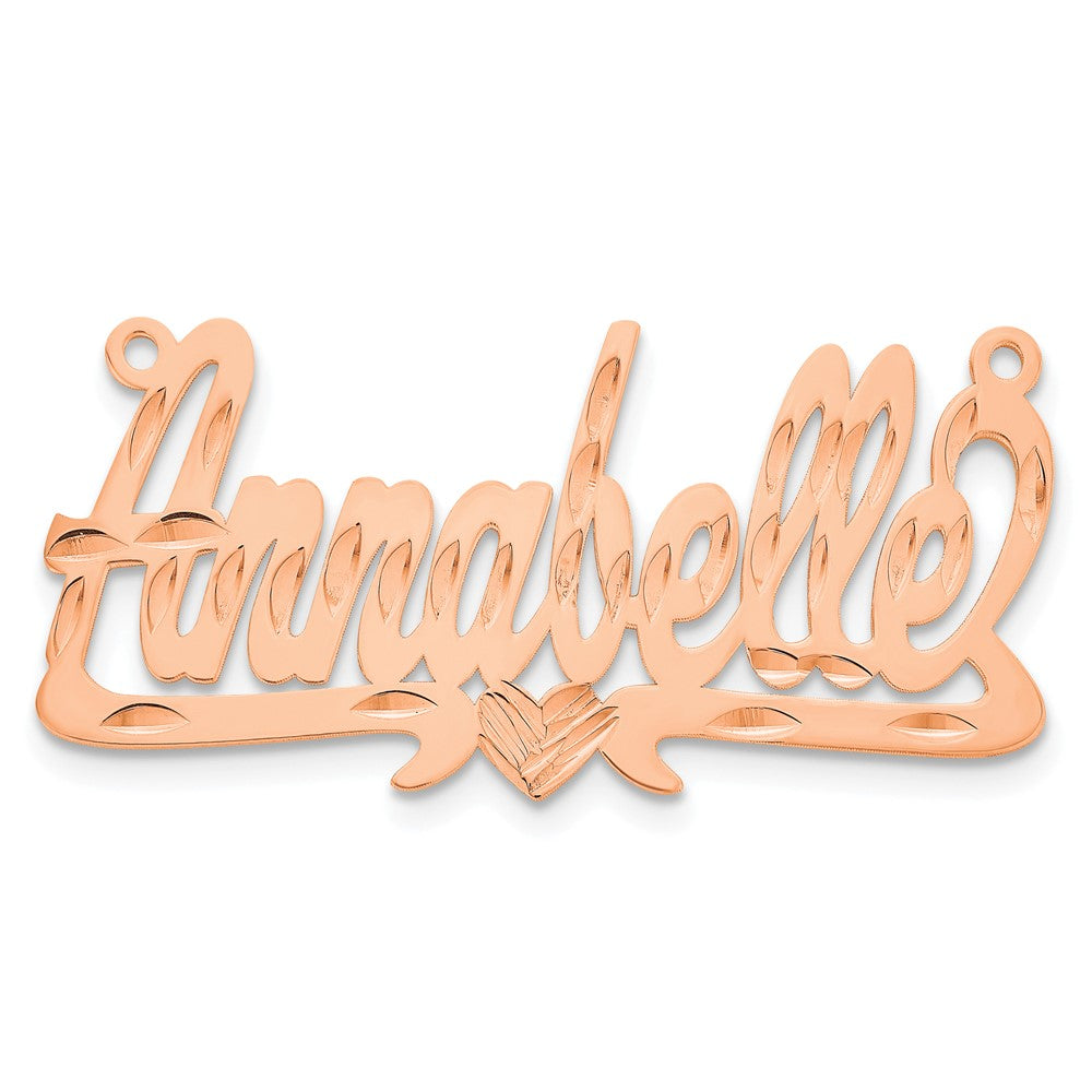 Sterling Silver/Rose-plated Diamond-cut Heart Name Plate