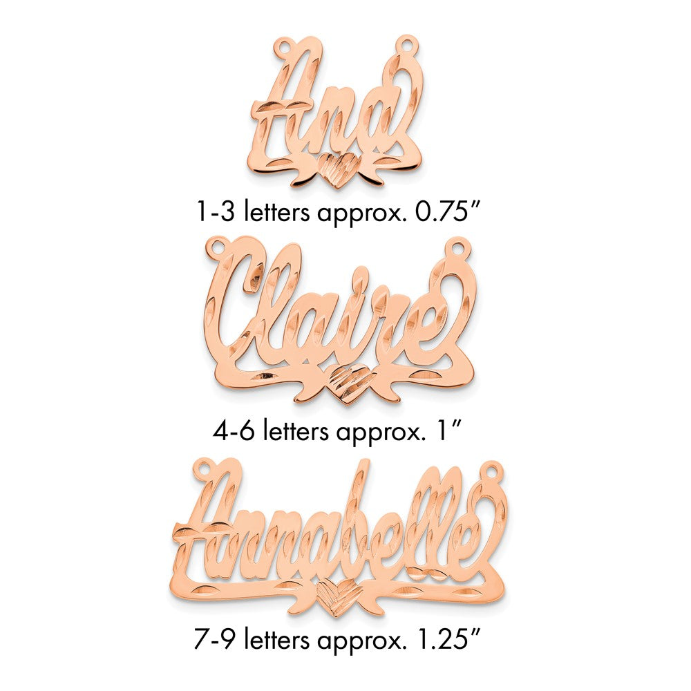 14k Rose Gold Diamond-cut Heart Name Plate
