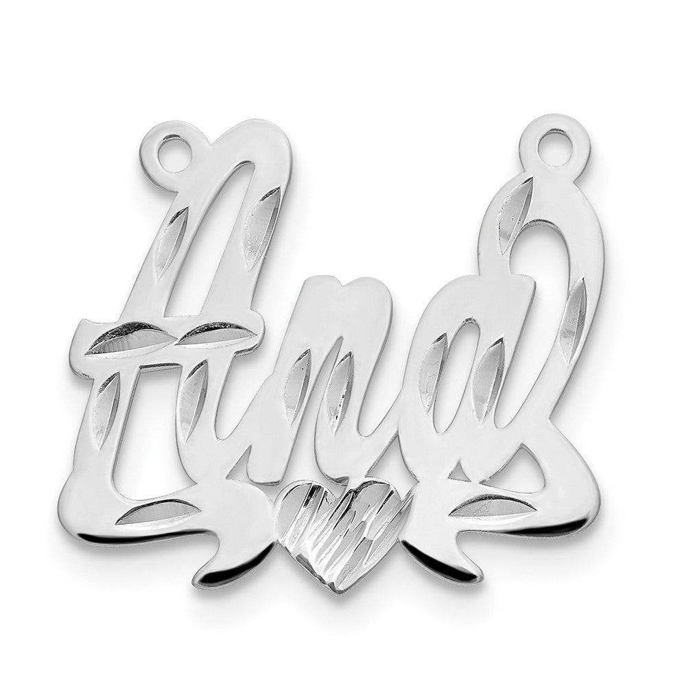 10k White Gold Diamond-cut Heart Name Plate