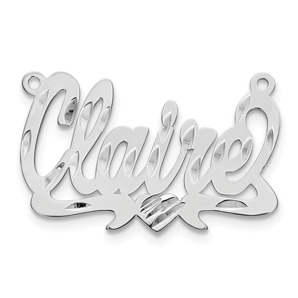14k White Gold Diamond-cut Heart Name Plate