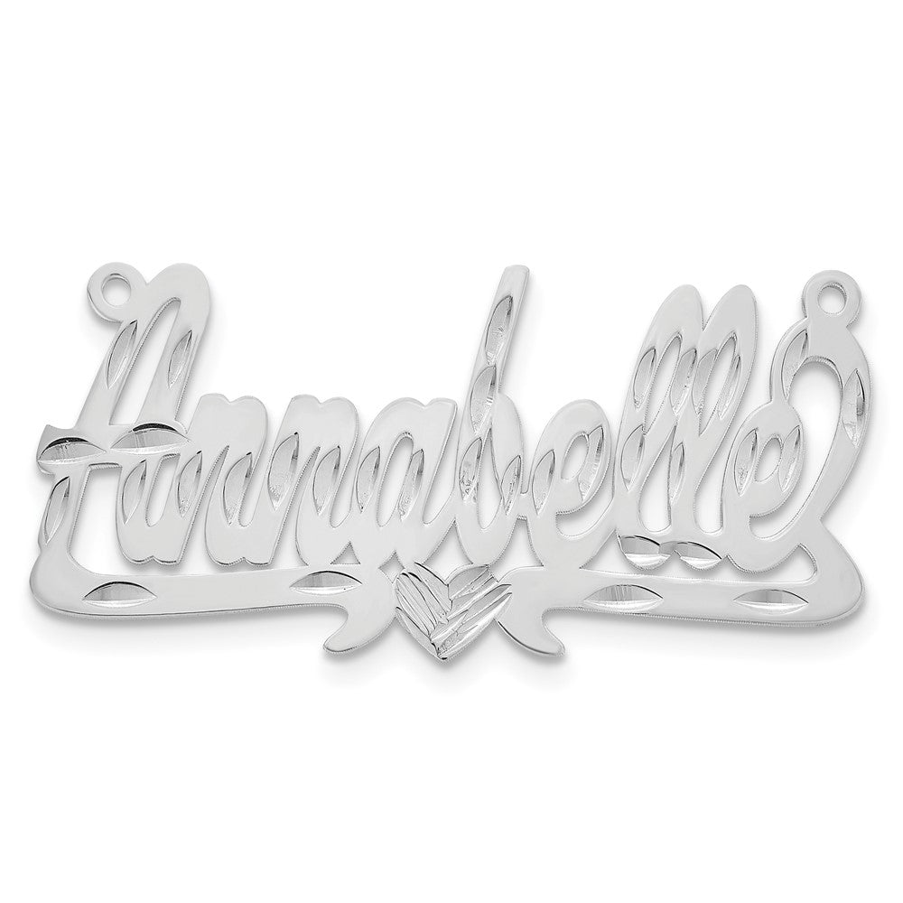 10k White Gold Diamond-cut Heart Name Plate