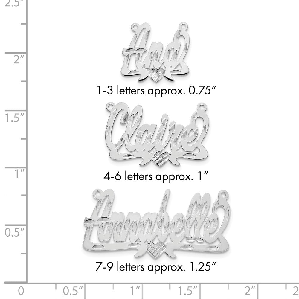 10k White Gold Diamond-cut Heart Name Plate