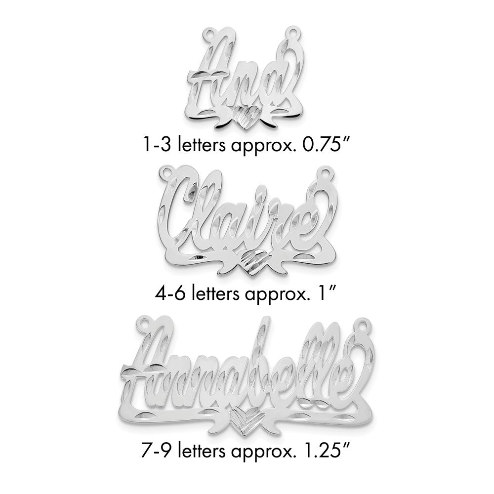 14k White Gold Diamond-cut Heart Name Plate