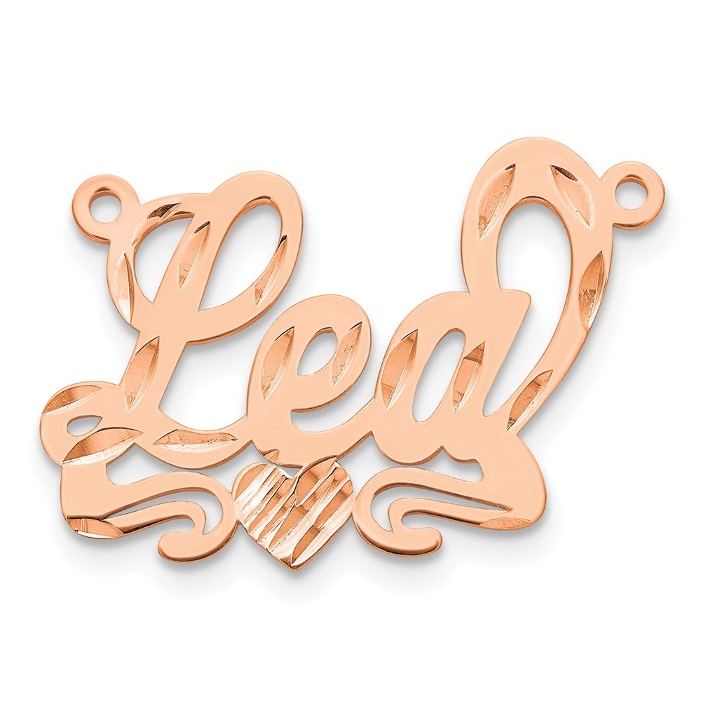 14k Rose Gold Diamond-cut Heart name Plate