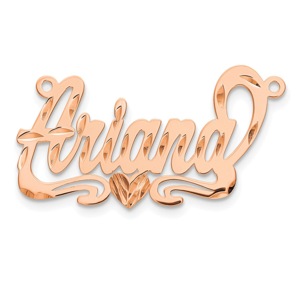 Sterling Silver/Rose-plated Diamond-cut Heart Name Plate